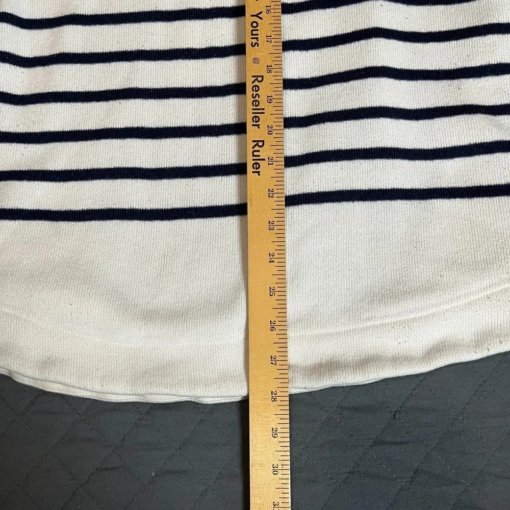 Vineyard Vines Women's Striped Mock Neck Pullover Sweatshirt White/Navy Size M - Picture 9 of 10